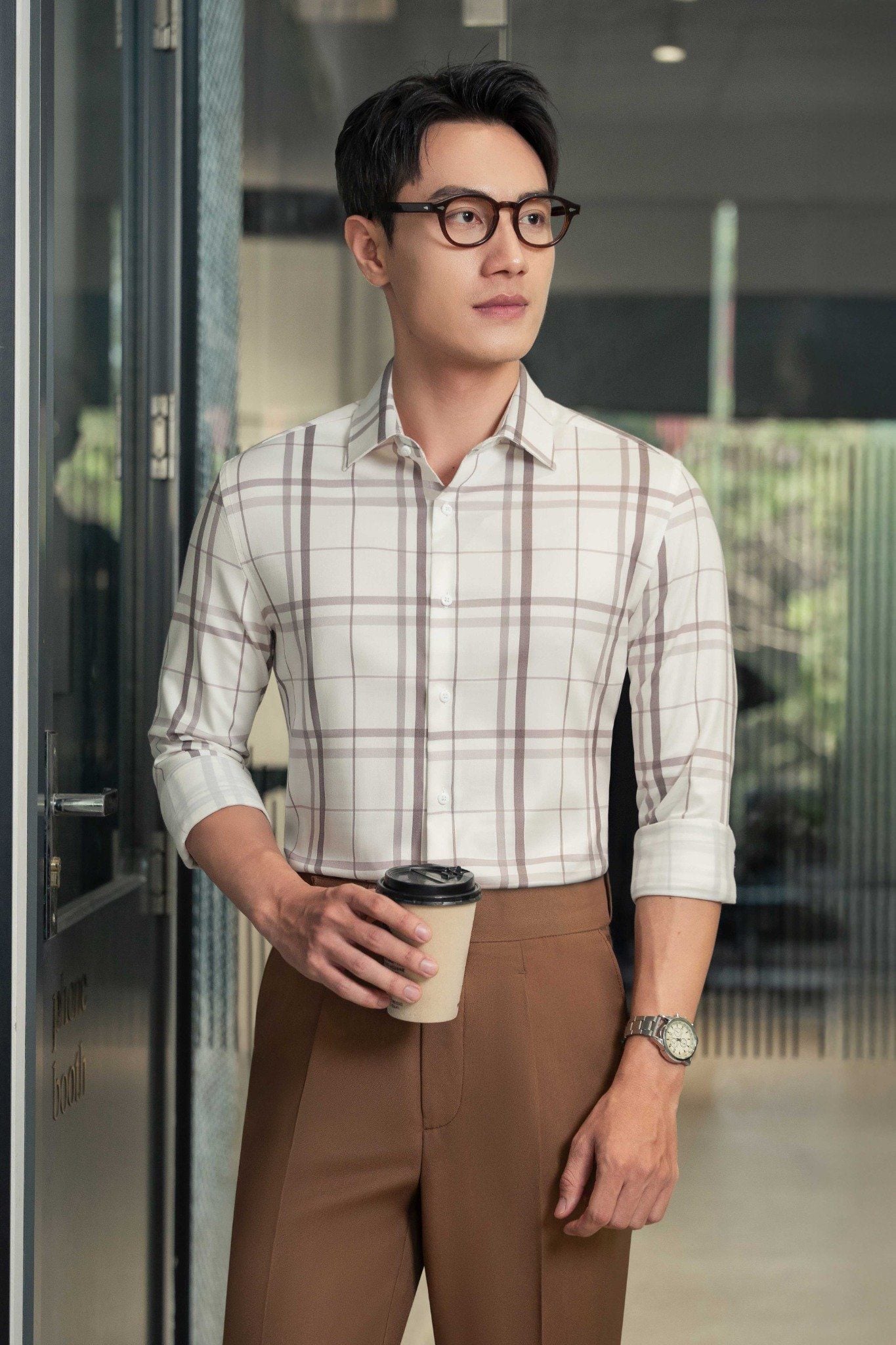 SƠ MI TRẮNG KẺ NÂU